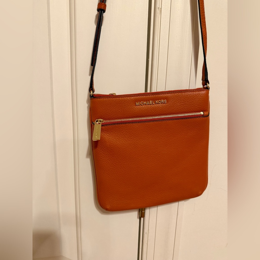Michael Kors Riley Small Pebbled-leather Orange Crossbody bag